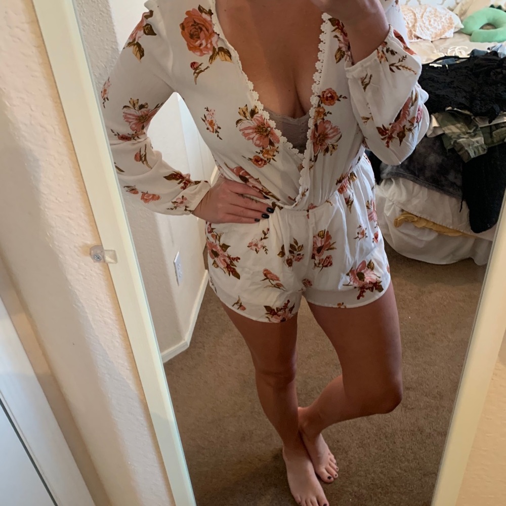 Floral White Romper